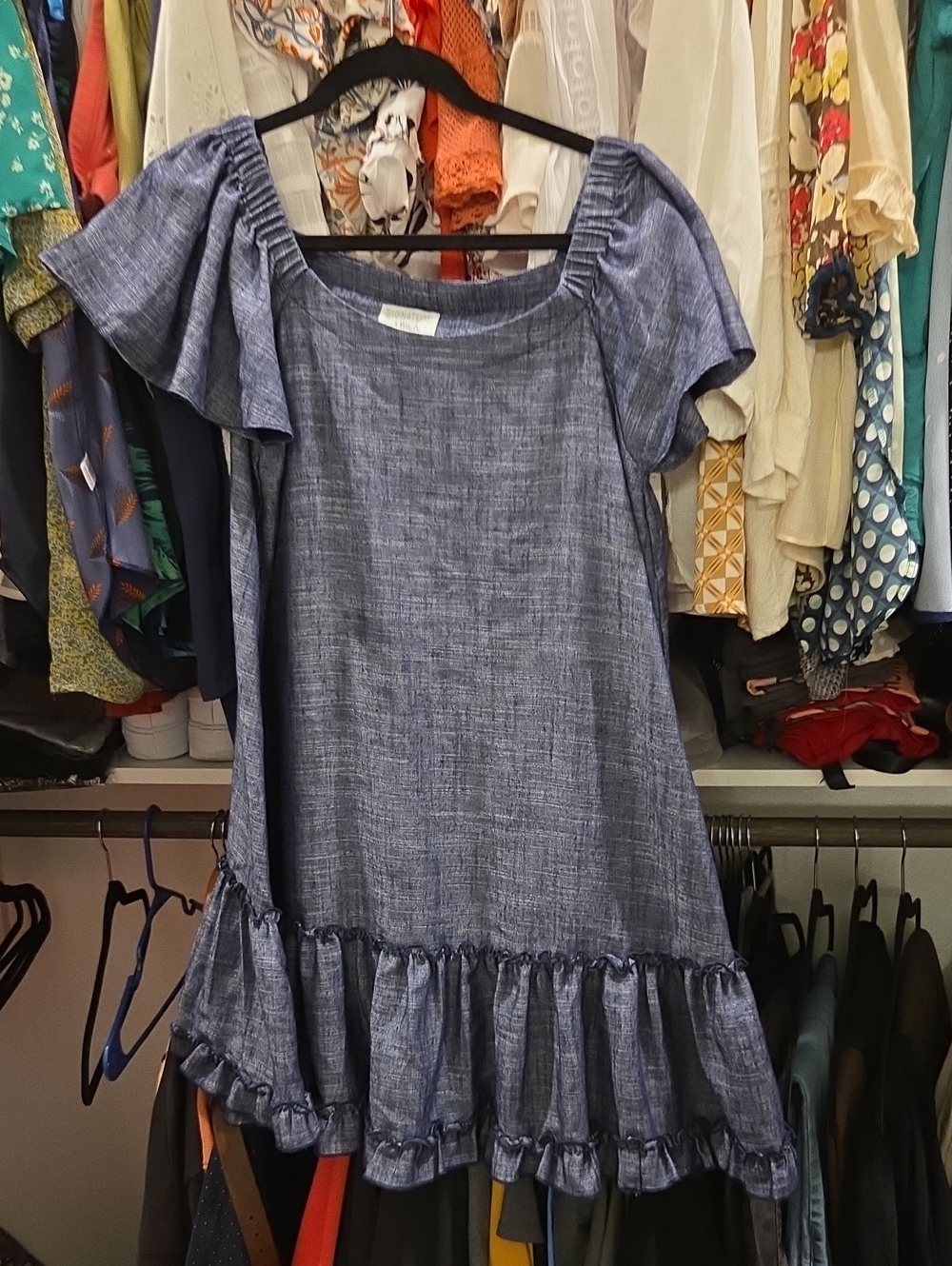 Blue Ruffle Hem Dress